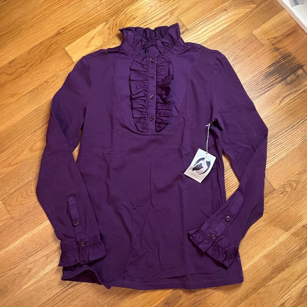 Elizabeth Daniel "The Ruffle" Plum Purple Long-Sleeved Blouse